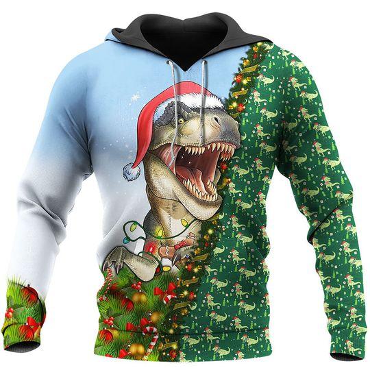 Christmas T-Rex 3D All Over Printed Shirts Love Mine Gifts