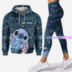 Christmas Gift, Cute Stitch Hoodie Leggings, Custom Hoodie