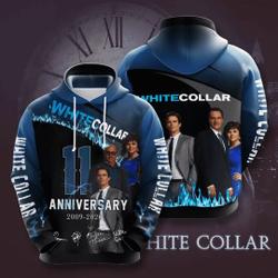 White Collar 3D Hoodie
