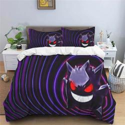 Gengar Bedding Three Piece Quilt Cover ComfortableGift For Your Girlfriend Boyfriend Gift For Love Gift For Friend Best Valentine Present Holiday Gift