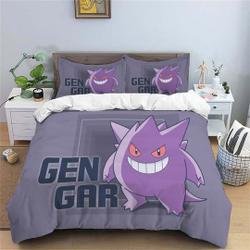 Gengar Bedding Three Piece Quilt Cover Comfortable Sport Customized QuiltGift For Your Girlfriend Boyfriend Gift For Love Gift For Friend Best Valentine Present Holiday Gift