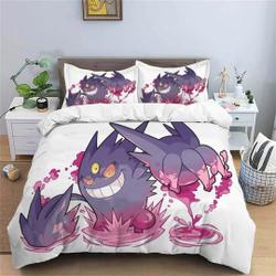 Gengar Bedding Three Piece Quilt Cover Comfortable Sport Customized QuiltGift For Your Girlfriend Boyfriend Gift For Love Gift For Friend Best Valentine Present Holiday Gift
