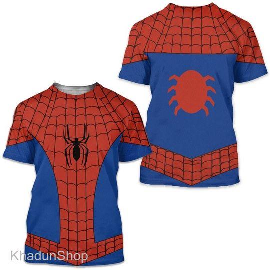 Spider Costume Men 3D T-Shirt, Spider Hero Halloween Party Shirt Meaningful Gift For Family Gift For Boyfriend Valentine Gift