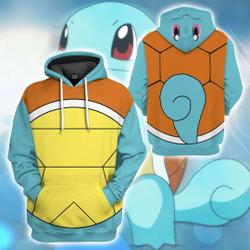 Squirtle Full Over Print 3D Hoodie, PKM Squirtle Wartortle Blastoise Cosplay Shirt