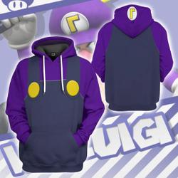 Waluigi All Over Print 3D Hoodie, Mario Waluigi Cosplay Matching Hoodie