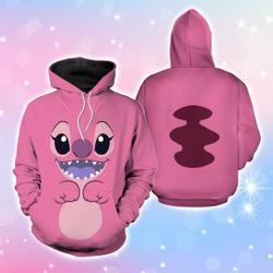 Stitch 3D Hoodie, Angel Stitch Shirt, 3D Halloween Stitch Costume