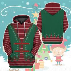 Elf Christmas Cosplay Custom 3D Artificial Wool Hoodie