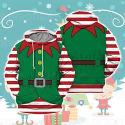Elf Christmas Cosplay Custom 3D All Over Printed Artificial Wool Hoodie