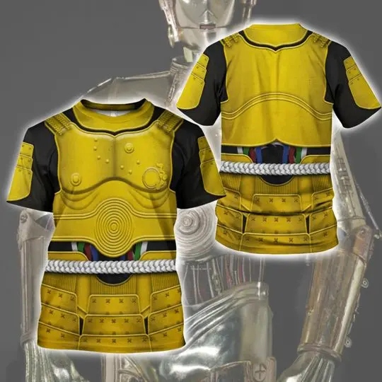 Star Wars C3PO Costumes 3D Shirt, Sci Fi Warrior Inspired Outfit Meaningful Gift For Family Gift For Boyfriend Valentine Gift