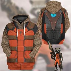 Marvel Super Hero Cosplay 3D Hoodie, Guardian Of The Galaxy Rocket Racoon Custom