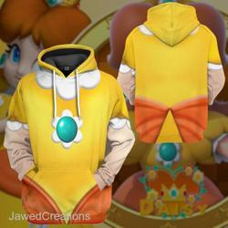 Princess Daisy Suit 3D Hoodie, Super Mario Princess Daisy Cosplay Shirt