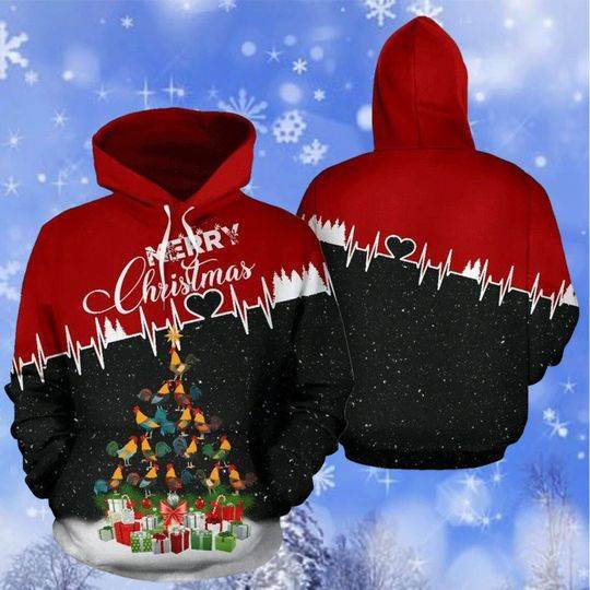 Christmas 3D Hoodie, Chicken Tree Merry Christmas 3D Hoodie