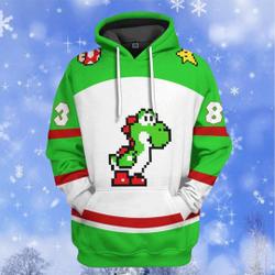 Mario Hoodie, Yoshi Custom Apparel Unisex 3D Hoodie
