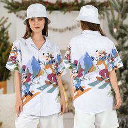 Mickey and Goofy Skiing Hawaiian Shirt Gift For Your Girlfriend Boyfriend Gift For Love Gift For Friend Best Valentine Present Holiday Gift
