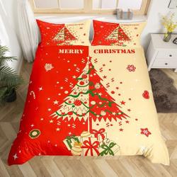Christmas Pine Tree Bedding Set for Kids Teens, Romantic Jingle Bell Stars Duvet CoverGift For Your Girlfriend Boyfriend Gift For Love Gift For Friend Best Valentine Present Holiday Gift