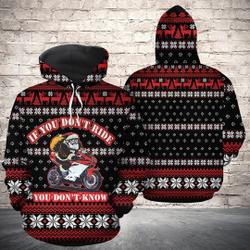 Satan Claus If You Don't Ride You Don't Know Christmas Hoodie, 3D All Over Print