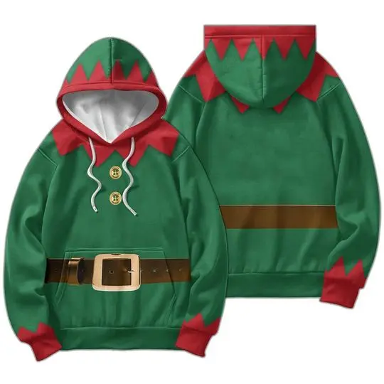 Christmas Elf Costume 3D Hoodie, Xmas Gift, Ugly Christmas Pattern