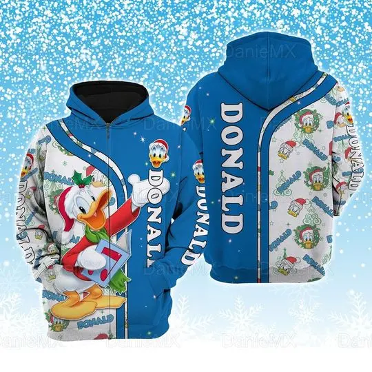 Disney Donald Santa Clause Hoodie, Donald 3D Hoodie