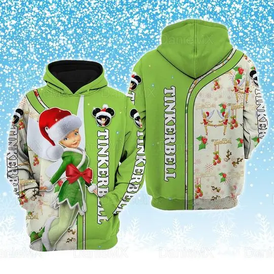 Tinker Bell Hoodie, Cute Christmas Shirt, Disney 3D Hoodie