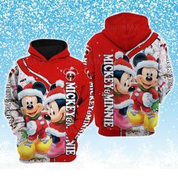 Mickey And Minnie Christmas Hoodie, Cute Mickey 3D Hoodie