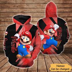 Mario Hoodie, Super Mario Hoodie, Gamer 3D Hoodie