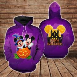 Mickey And Minnie Hoodie, Happy Halloween Hoodie, Mickey Mouse 3D Hoodie