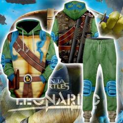 Leonardo Turtle Halloween Costume 3D Hoodie, Turtle 3D Full Over Print Hoodie