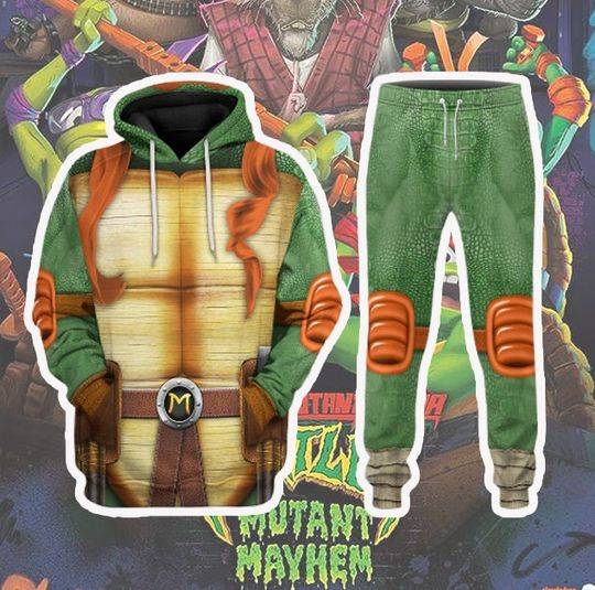 Michelangelo Turtle Halloween Costume 3D Hoodie, Turtle 3D Print Hoodie