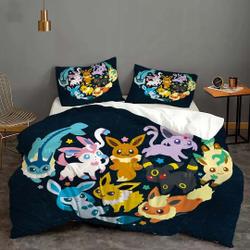 Halloween Custom PKM Eevee Cover Bedding  Quilt Cover Pillow Case Christmas Gift Dorm BedroomGift For Your Girlfriend Boyfriend Gift For Love Gift For Friend Best Valentine Present Holiday Gift