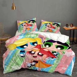 Halloween Custom The Powerpuff Girls Cover Bedding Quilt Cover Pillow Case Christmas Gift Dorm BedroomGift For Your Girlfriend Boyfriend