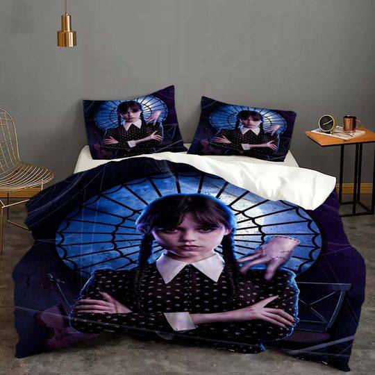 Halloween Custom Wednesday Cover Bedding Quilt Cover Pillow Case Christmas Gift Dorm BedroomGift For Your Girlfriend Boyfriend Gift For Love Gift For Friend Best Valentine Present Holiday Gift