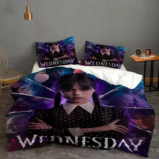Halloween Custom Wednesday Cover Bedding Quilt Cover Pillow Case Christmas Gift Dorm BedroomGift For Your Girlfriend Boyfriend