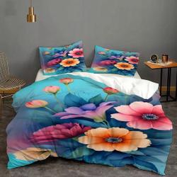 Flower Pattern Cover Bedding  Quilt Cover Pillow Case Christmas Gift Dorm Bedroom Wedding GiftGift For Your Girlfriend Boyfriend
