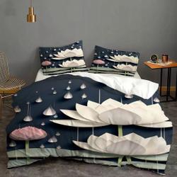 Lotus Pattern Cover Bedding  Quilt Cover Pillow Case Christmas Gift Dorm Bedroom Wedding GiftGift For Your Girlfriend Boyfriend Gift For Love Gift For Friend Best Valentine Present Holiday Gift