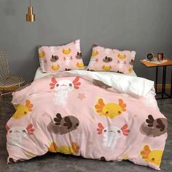 Custom Kawaii Axolotl Halloween Cover Bedding  Quilt Cover Pillow Case Christmas Gift Dorm BedroomGift For Your Girlfriend Boyfriend Gift For Love Gift For Friend Best Valentine Present Holiday Gift