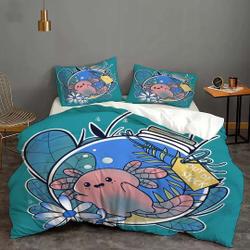 Custom Kawaii Axolotl Halloween Cover Bedding  Quilt Cover Pillow Case Christmas Gift Dorm BedroomGift For Your Girlfriend Boyfriend Gift For Love Gift For Friend Best Valentine Present Holiday Gift