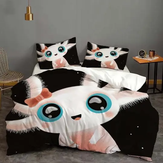 Custom Kawaii Axolotl Halloween Cover Bedding Quilt Cover Pillow Case Christmas Gift Dorm BedroomGift For Your Girlfriend Boyfriend Gift For Love Gift For Friend Best Valentine Present Holiday Gift