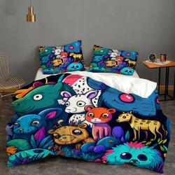 Cartoon Animal World Cover Bedding  Quilt Cover Pillow Case Christmas Gift Dorm BedroomGift For Your Girlfriend Boyfriend Gift For Love Gift For Friend Best Valentine Present Holiday Gift