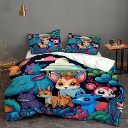 Cartoon Animal World Cover Bedding Quilt Cover Pillow Case Christmas Gift Dorm BedroomGift For Your Girlfriend Boyfriend Gift For Love Gift For Friend Best Valentine Present Holiday Gift