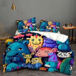 Cartoon Animal World Cover Bedding  Quilt Cover Pillow Case Christmas Gift Dorm BedroomGift For Your Girlfriend Boyfriend Gift For Love Gift For Friend Best Valentine Present Holiday Gift