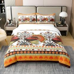 Rustic Farm Animal Fall Pumpkin Flower Bedding Set, Autumn Harvest Thanksgiving Day Quilt CoverGift For Your Girlfriend Boyfriend Gift For Love Gift For Friend Best Valentine Present Holiday Gift