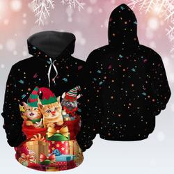 Cat Xmas Christmas 3D Hoodie, Winter Hoodie, Cat Christmas 3D Hoodie