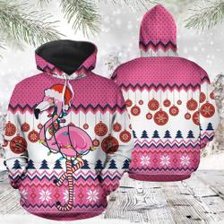 Flamingo Christmas 3D Hoodie, Christmas Hoodie, Flamingo 3D Hoodie