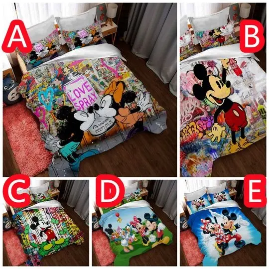Personalized Mickey Mouse Duvet Covers Bedding Set Gift For Your Girlfriend Boyfriend Gift For Love Gift For Friend Best Valentine Present Holiday Gift
