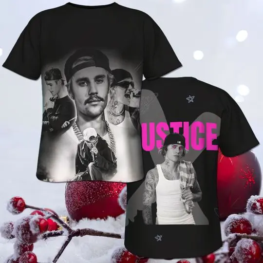 3D T-Shirt All Over Print Justin Bieber Novelty Music 3D Shirt Meaningful Gift For Family Gift For Boyfriend Valentine Gift