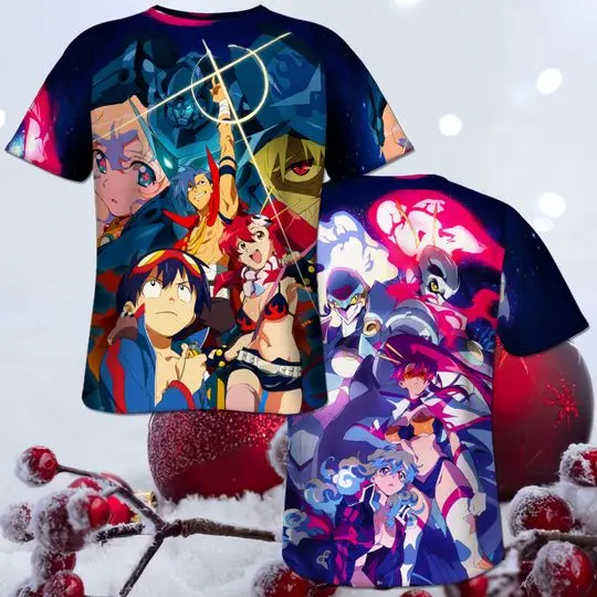 3D T-Shirt Tengen Short Sleeve Toppa Gurren Lagann 3D Shirt Meaningful Gift For Family Gift For Boyfriend Valentine Gift