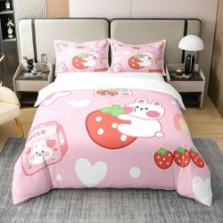 Cartoon Rabbit Bedding Set Lovely Animal Pink Bedding Set Gift For Your Girlfriend Boyfriend Gift For Love Gift For Friend Best Valentine Present Holiday Gift