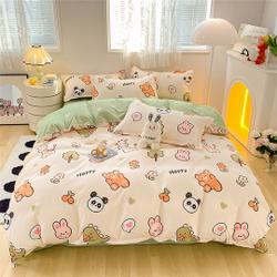 Cartoon Animal Bedding Set Cute Panda Bear Rabbit Dinosaur Graffiti Bedding Set Gift For Your Girlfriend Boyfriend Gift For Love Gift For Friend Best Valentine Present Holiday Gift