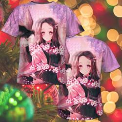 3D T-Shirt Nezukos All Over Print Demons Anime 3D Shirt Meaningful Gift For Family Gift For Boyfriend Valentine Gift