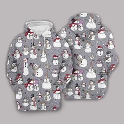 Snowman Pattern Drawing 3D Hoodie, Birthday Gift, Christmas Hoodie